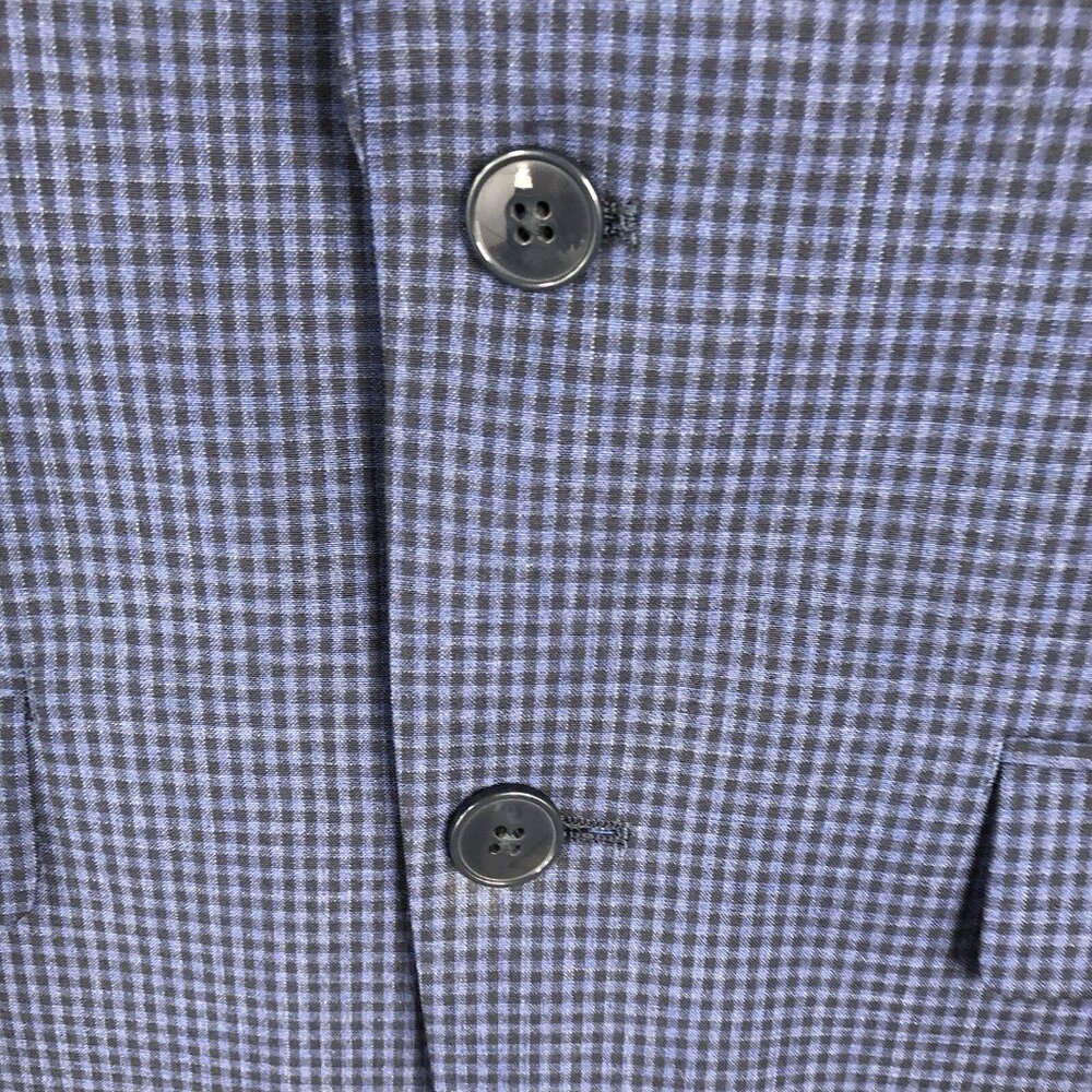 Calvin Klein Blazer Mens 38R Blue Check 100% Wool Extreme Slim Fit Jacket Coat - Picture 16 of 16